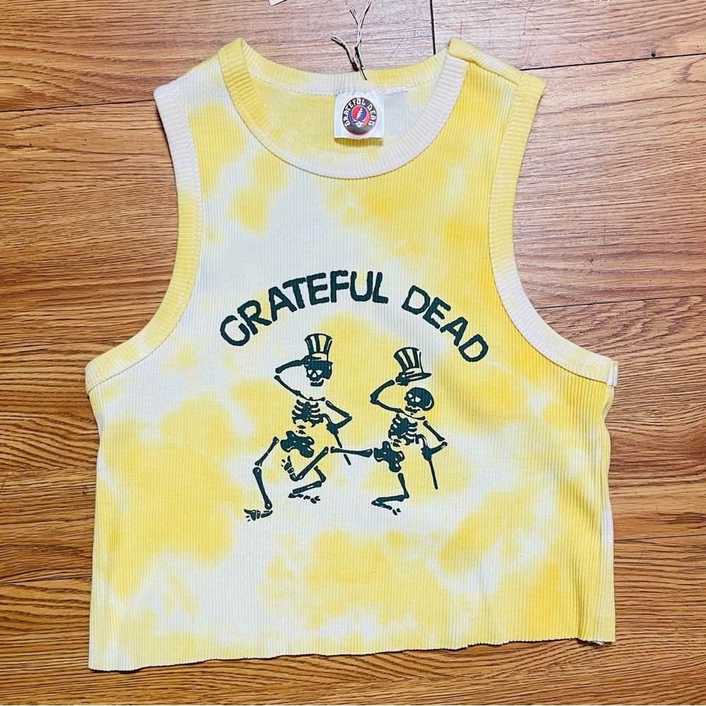 Grateful Dead shake your bones skeleton Tie Dye Cropped Tank Top size XS / S